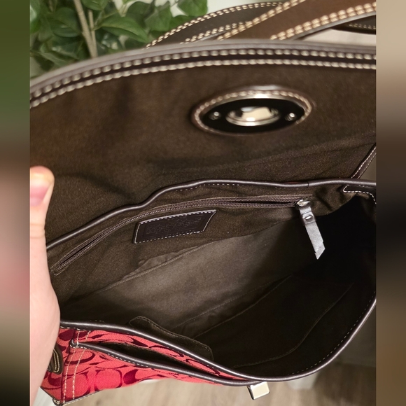 Coach Y2K Hampton Cherry Red Signature C Shoulder Bag F13972 - Picture 6 of 8